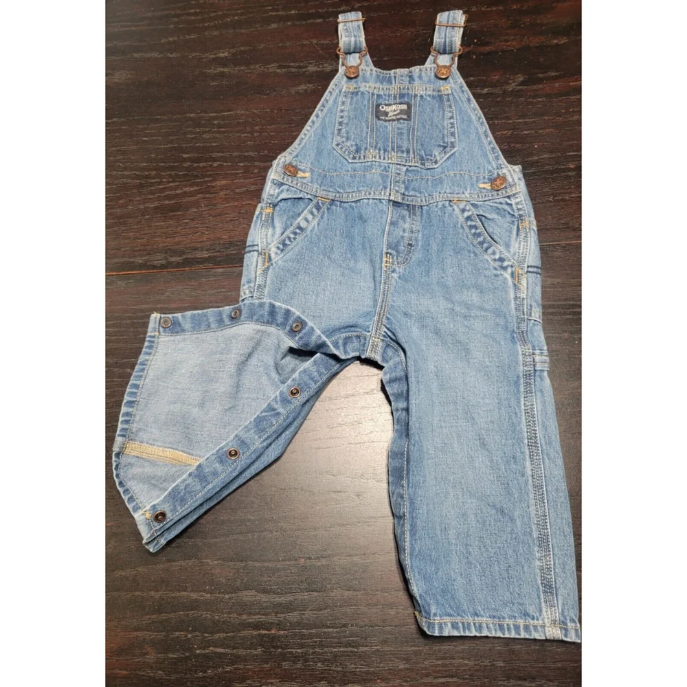 Vtg Oshkosh BGosh Vestbak Overalls Denim 18 Months Carpenter USA Made 80s 90s